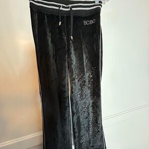 Vintage Y2K Bcbg Black Embellished Capris Velour Pants